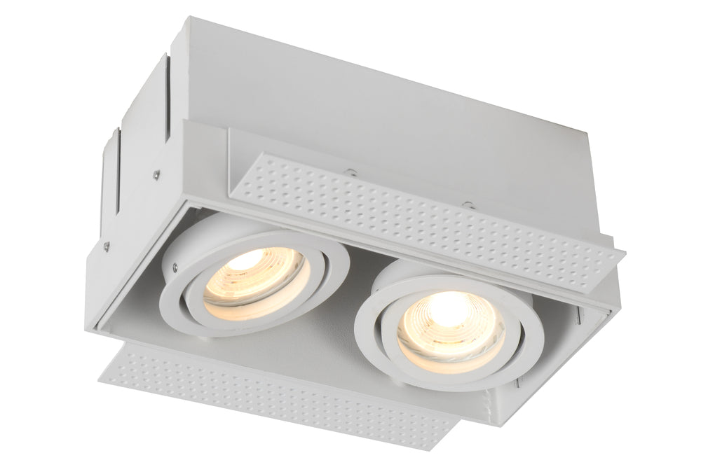 Lucide TRIMLESS infälld spotlight 2xGU10, aluminium, vridbar, dimbar, IP20, Vit, 185x97mm