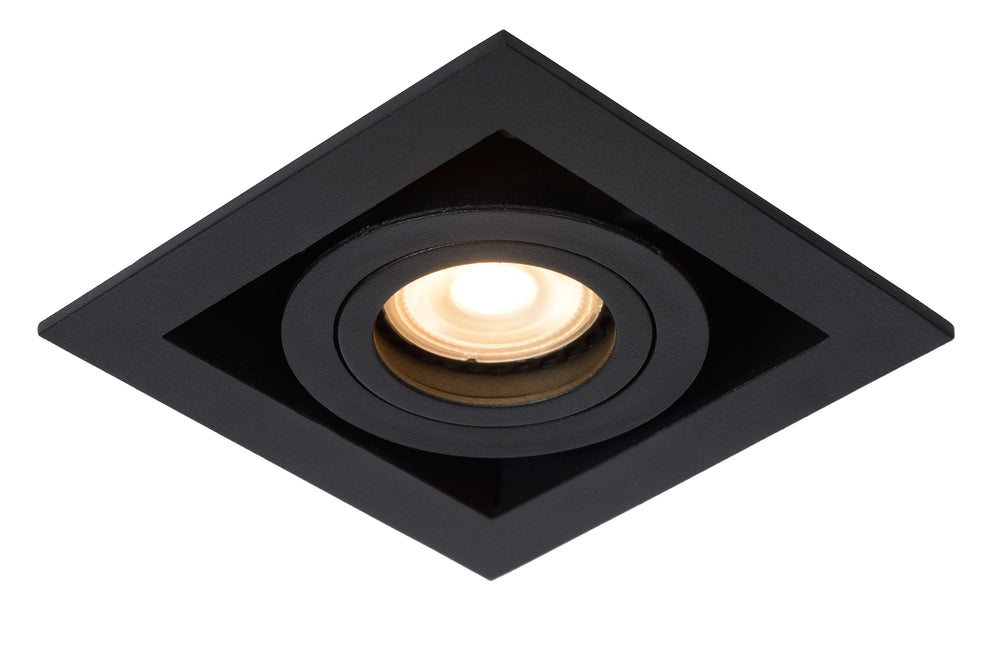 Lucide CHIMNEY recessed LED spotlight, 1xGU10, dimmable, 50W max, 220-240V, IP20, Black aluminium