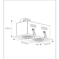 Lucide CHIMNEY infälld spotlight 2xGU10 Sand Black Aluminium IP20 220-240V 205x115mm modern design