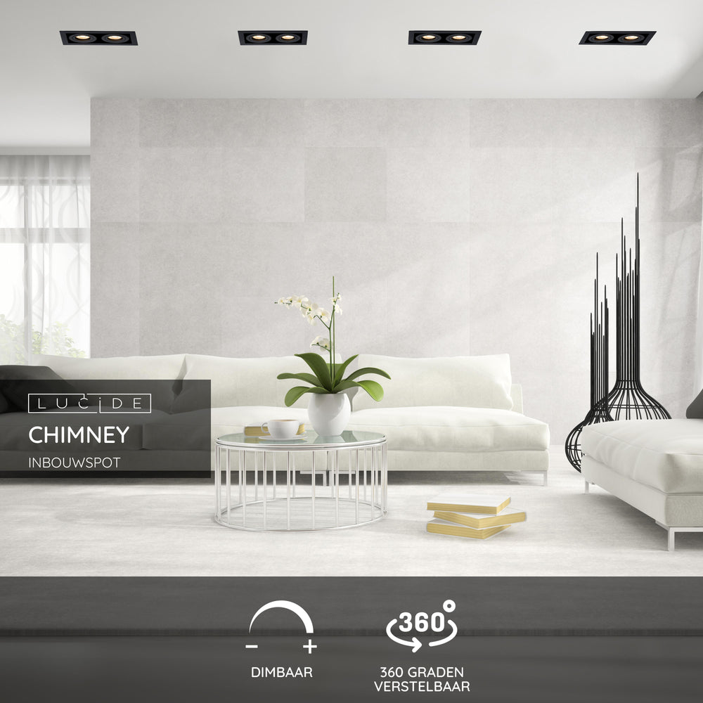 Lucide CHIMNEY infälld spotlight 2xGU10 Sand Black Aluminium IP20 220-240V 205x115mm modern design