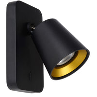 Lucide TURNON LED wall light Black/Gold 1x5W GU10 2200K-3000K dim to warm aluminium modern design IP20