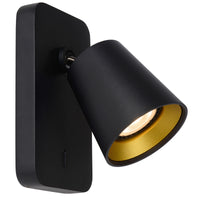 Lucide TURNON LED wall light Black/Gold 1x5W GU10 2200K-3000K dim to warm aluminium modern design IP20
