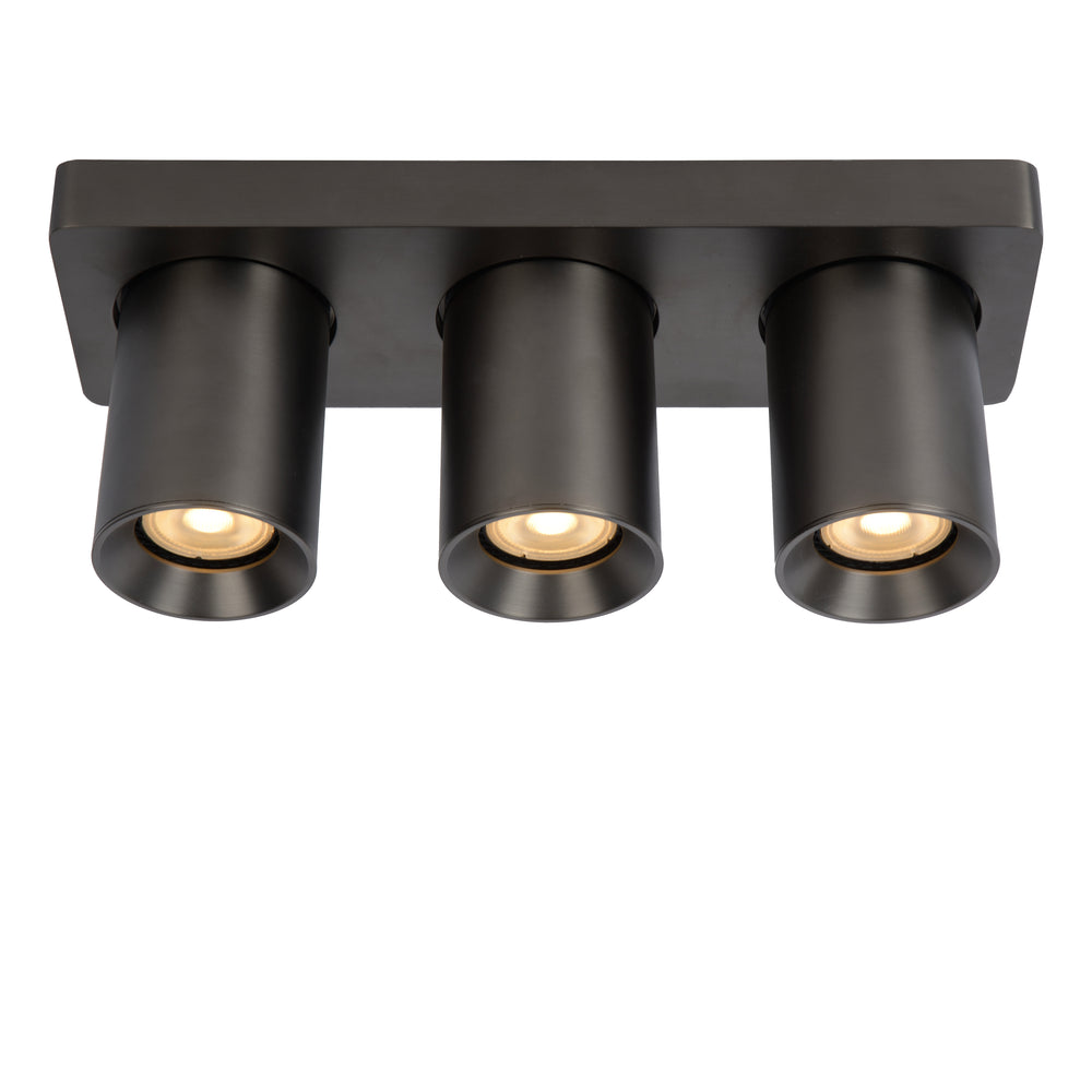 Lucide NIGEL LED ceiling spotlight 3x5W GU10 dim to warm 2200K-3000K 960 lumens Anthracite IP20 adjustable