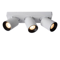 Lucide NIGEL LED takspotlight, 3x5W GU10 dim to warm 2200K-3000K, justerbar aluminium Vit, IP20