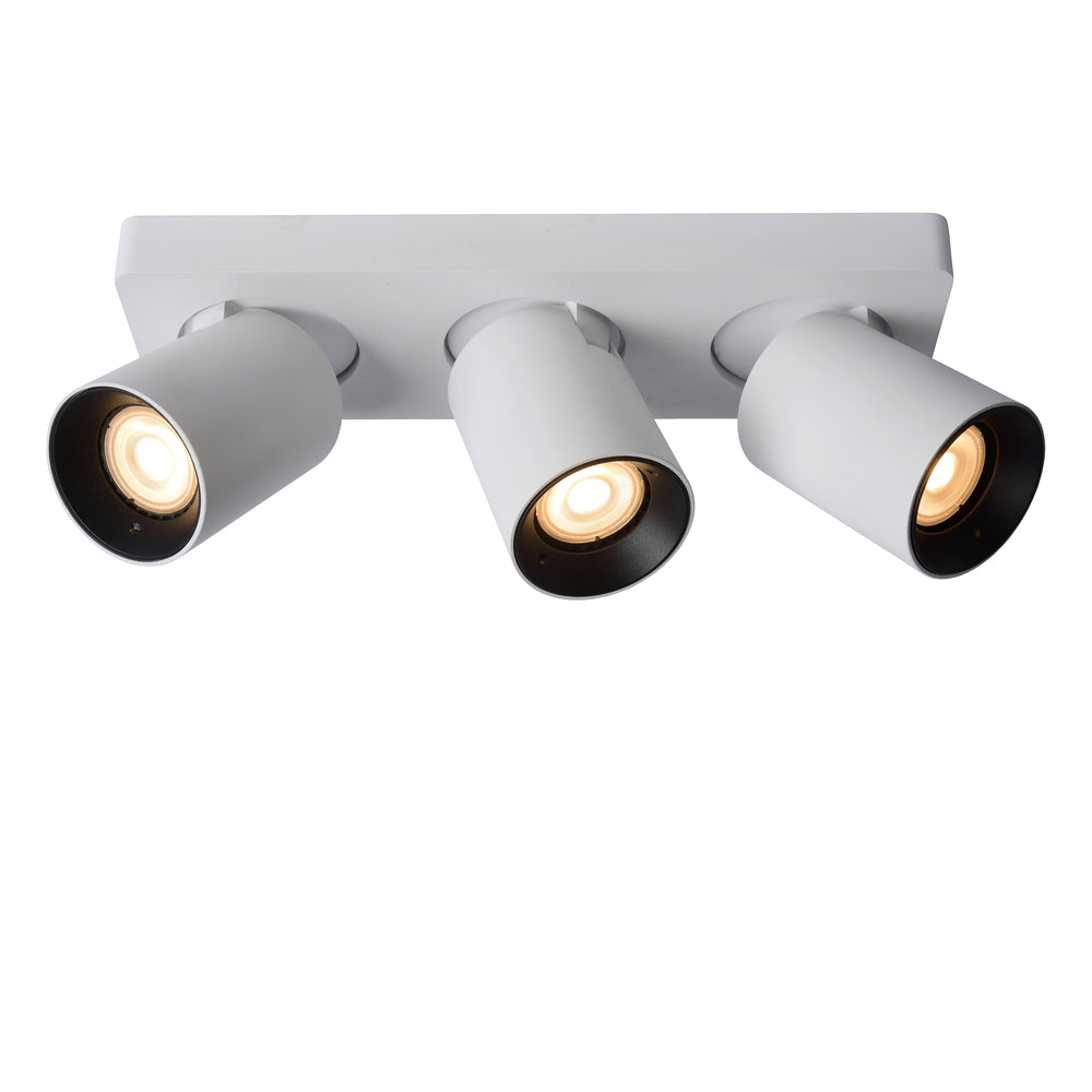 Lucide NIGEL LED takspotlight, 3x5W GU10 dim to warm 2200K-3000K, justerbar aluminium Vit, IP20