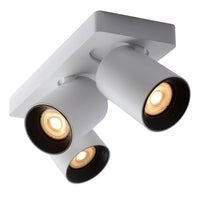 Lucide NIGEL LED takspotlight, 3x5W GU10 dim to warm 2200K-3000K, justerbar aluminium Vit, IP20