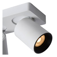 Lucide NIGEL LED takspotlight, 3x5W GU10 dim to warm 2200K-3000K, justerbar aluminium Vit, IP20