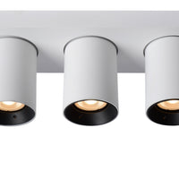 Lucide NIGEL LED takspotlight, 3x5W GU10 dim to warm 2200K-3000K, justerbar aluminium Vit, IP20