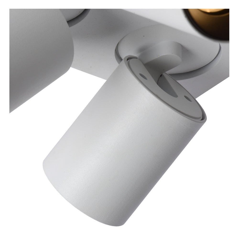 Lucide NIGEL LED ceiling spotlight, 4x5W GU10 dim to warm 2200K-3000K, square White aluminum, IP20