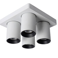Lucide NIGEL LED ceiling spotlight, 4x5W GU10 dim to warm 2200K-3000K, square White aluminum, IP20