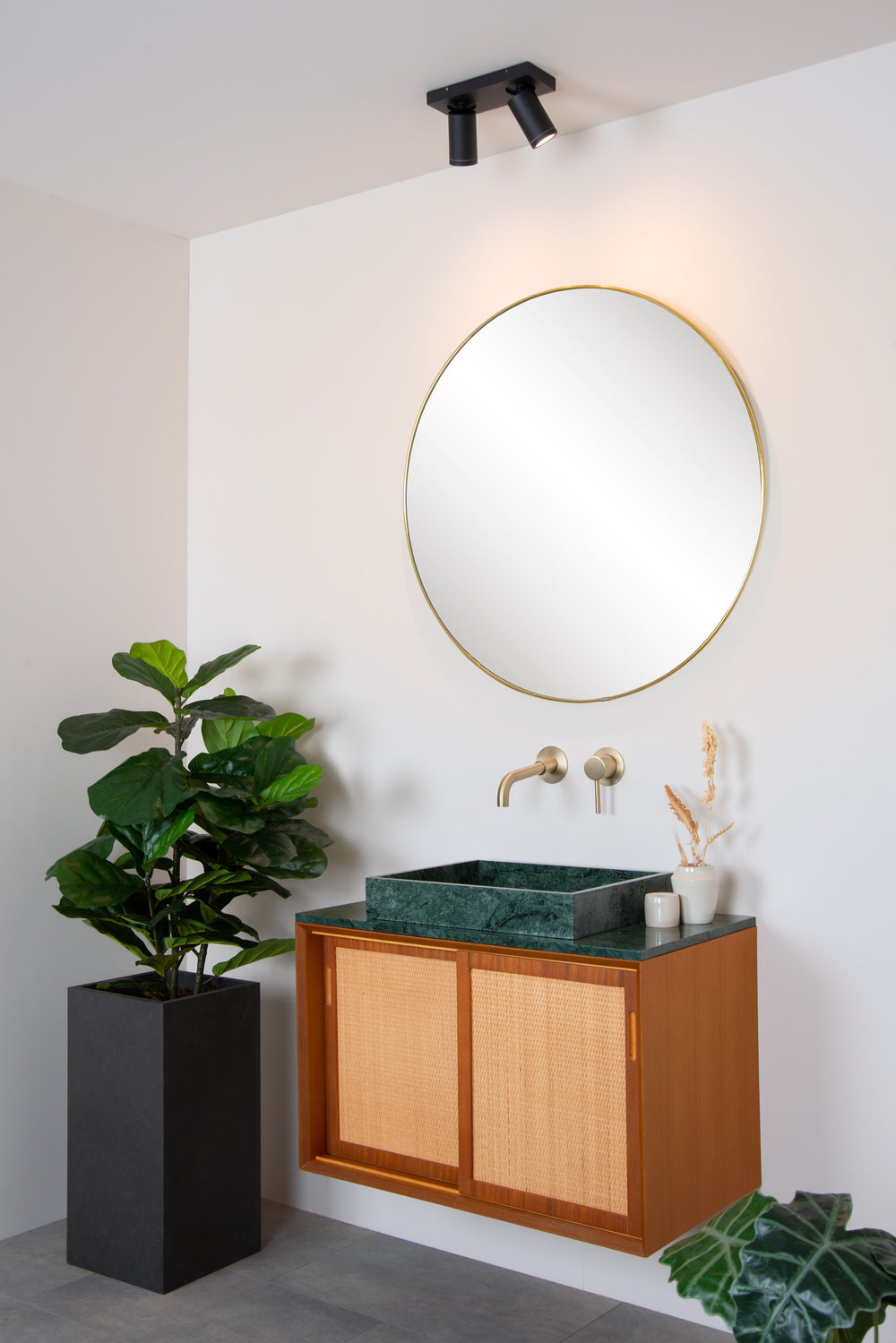 Lucide TAYLOR LED ceiling spotlight, 2x5W GU10 dim to warm 2200K-3000K, IP44 bathroom light Black