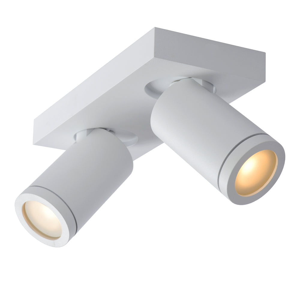 Lucide TAYLOR LED badrumstakspotlight, 2x5W GU10, 2200K-3000K dim to warm, IP44 Sandvit