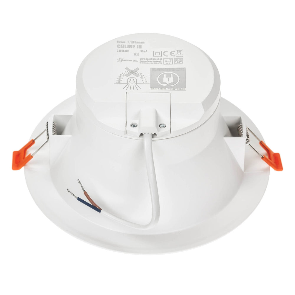 Spectrum LED infälld downlight 25W 230V 3000K varmvit 1875 lumen 90° spridning IP20 Vit 230mm