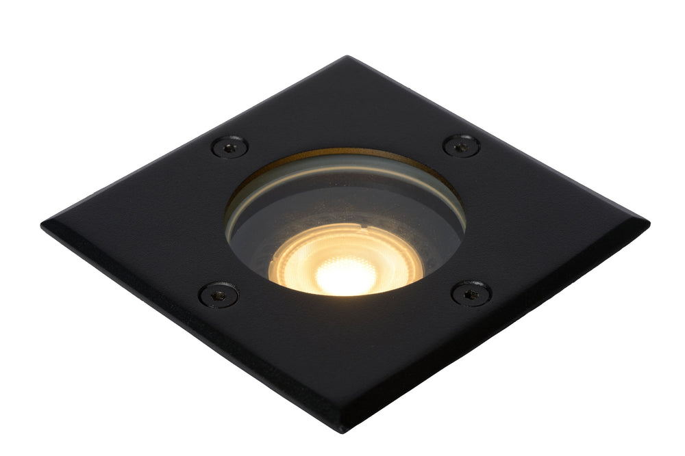 Lucide BILTIN LED-markspot, 1xGU10, IP67, 220-240V, Sand Matt Svart, fyrkantig infälld utomhusbelysning