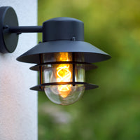 Lucide ZICO wall light Black, Outdoor/Indoor, 1xE27 socket, 60W max, IP44, Stainless Steel/Aluminum housing