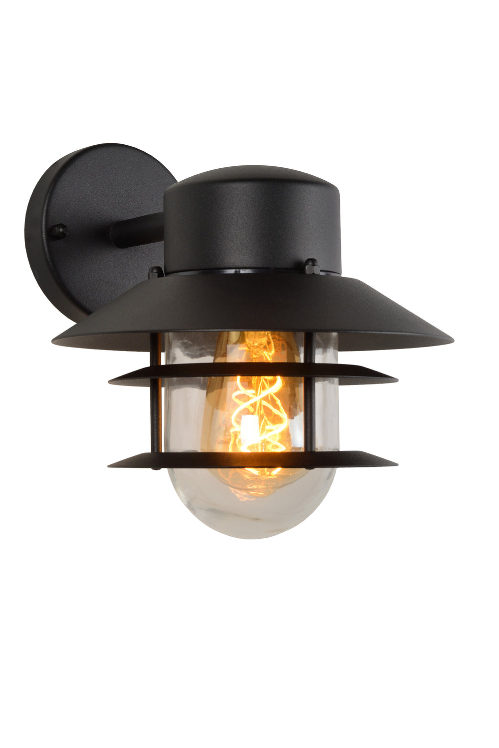 Lucide ZICO wall light Black, Outdoor/Indoor, 1xE27 socket, 60W max, IP44, Stainless Steel/Aluminum housing