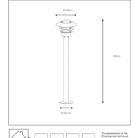 Lucide Zico utomhus lyktstolpe, IP44 rostfritt stål, 1xE27 60W max, 1000mm höjd klassisk design