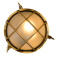 Lucide Dudley wall light indoor outdoor round 220mm E27 40W IP65 matte gold brass retro style