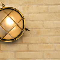 Lucide Dudley wall light indoor outdoor round 220mm E27 40W IP65 matte gold brass retro style