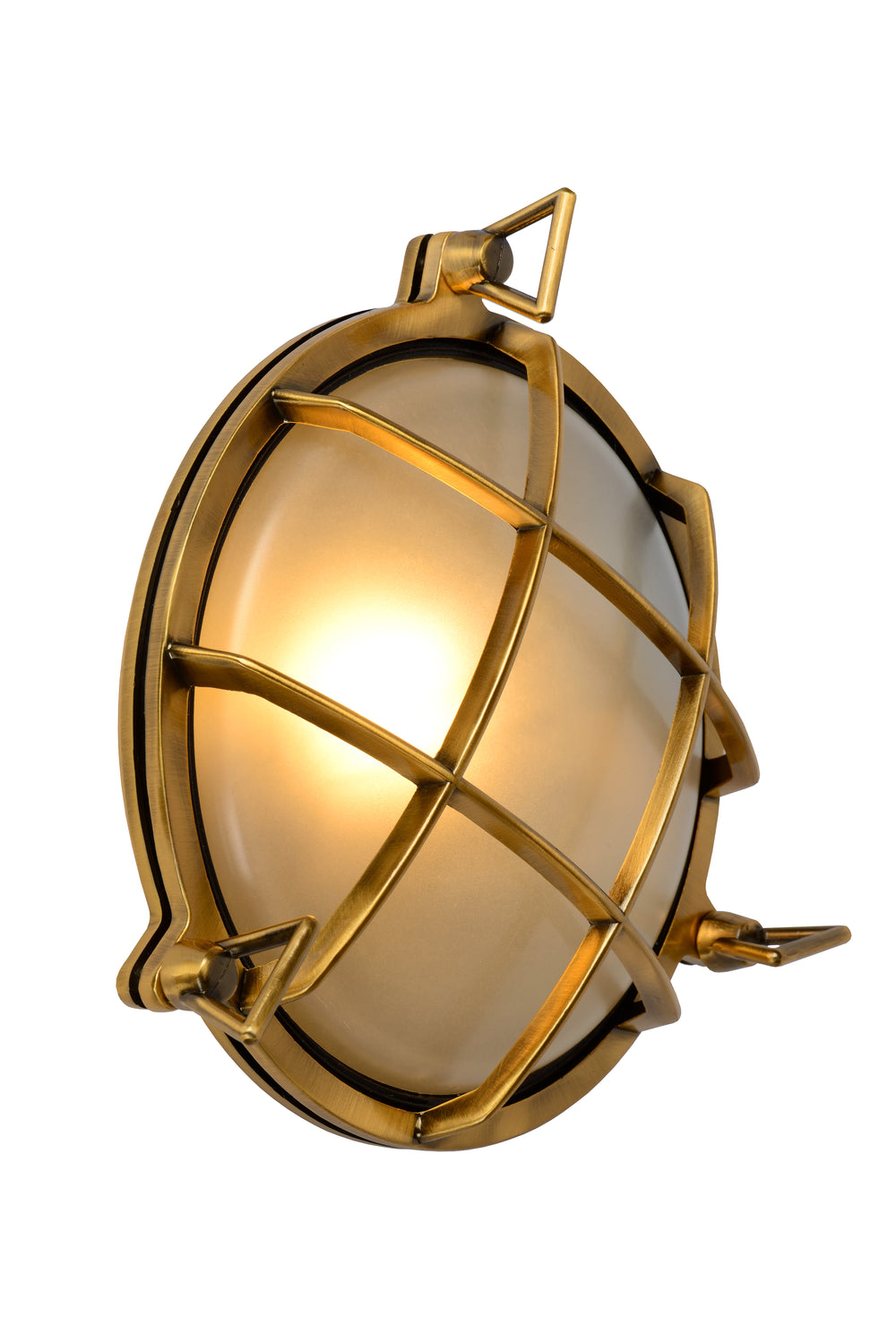 Lucide Dudley wall light indoor outdoor round 220mm E27 40W IP65 matte gold brass retro style