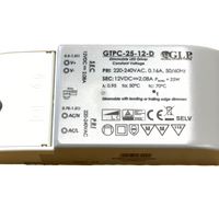 GLP LED strömförsörjning 12V 25W 2.08A dimbar driver för 12V LED-belysning, IP20, CE RoHS certifierad
