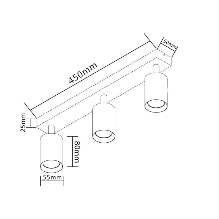 Spectrum LED plafondspot madara - 3x GU10 - mat wit, 104mm, IP20