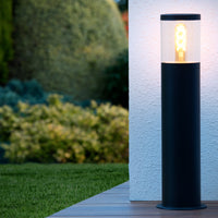 Lucide Fedor outdoor pedestal light, E27 socket, IP44, stainless steel Black, 490mm height