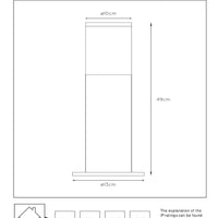 Lucide Fedor outdoor pedestal light, E27 socket, IP44, stainless steel Black, 490mm height