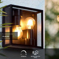 Lucide DUKAN LED taklampa Svart, 2xE27, IP65, gjuten aluminium, 220x220mm inomhus utomhus