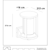 Lucide CADIX Svart utomhusvägglampa, E27-sockel, IP65 gjuten aluminiumkapsling, 220-240V modern design