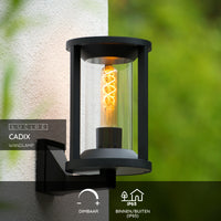 Lucide CADIX Svart utomhusvägglampa, E27-sockel, IP65 gjuten aluminiumkapsling, 220-240V modern design