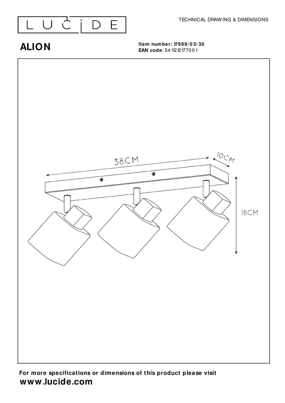 Lucide ALION takspotlight 3xE14 Svart, justerbar retro metall inomhusbelysning, IP20, dimbar 230V