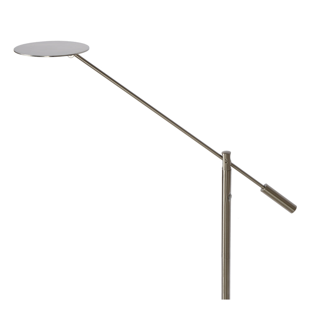 Lucide ANSELMO LED reading floor lamp, dimmable 9W 3000K, 100-240V, IP20, metal, satin nickel finish
