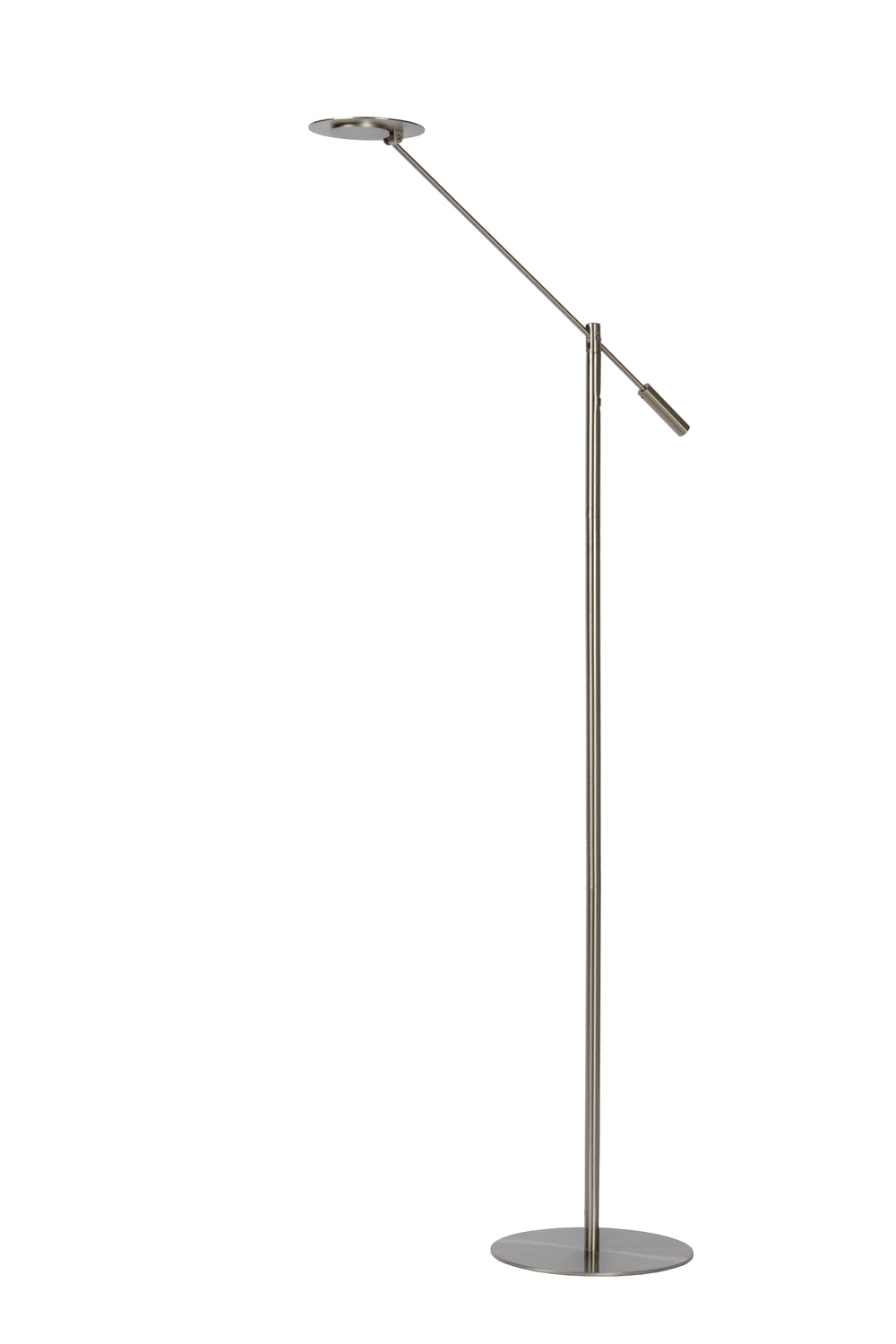 Lucide ANSELMO LED reading floor lamp, dimmable 9W 3000K, 100-240V, IP20, metal, satin nickel finish
