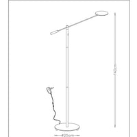 Lucide ANSELMO LED reading floor lamp, dimmable 9W 3000K, 100-240V, IP20, metal, satin nickel finish