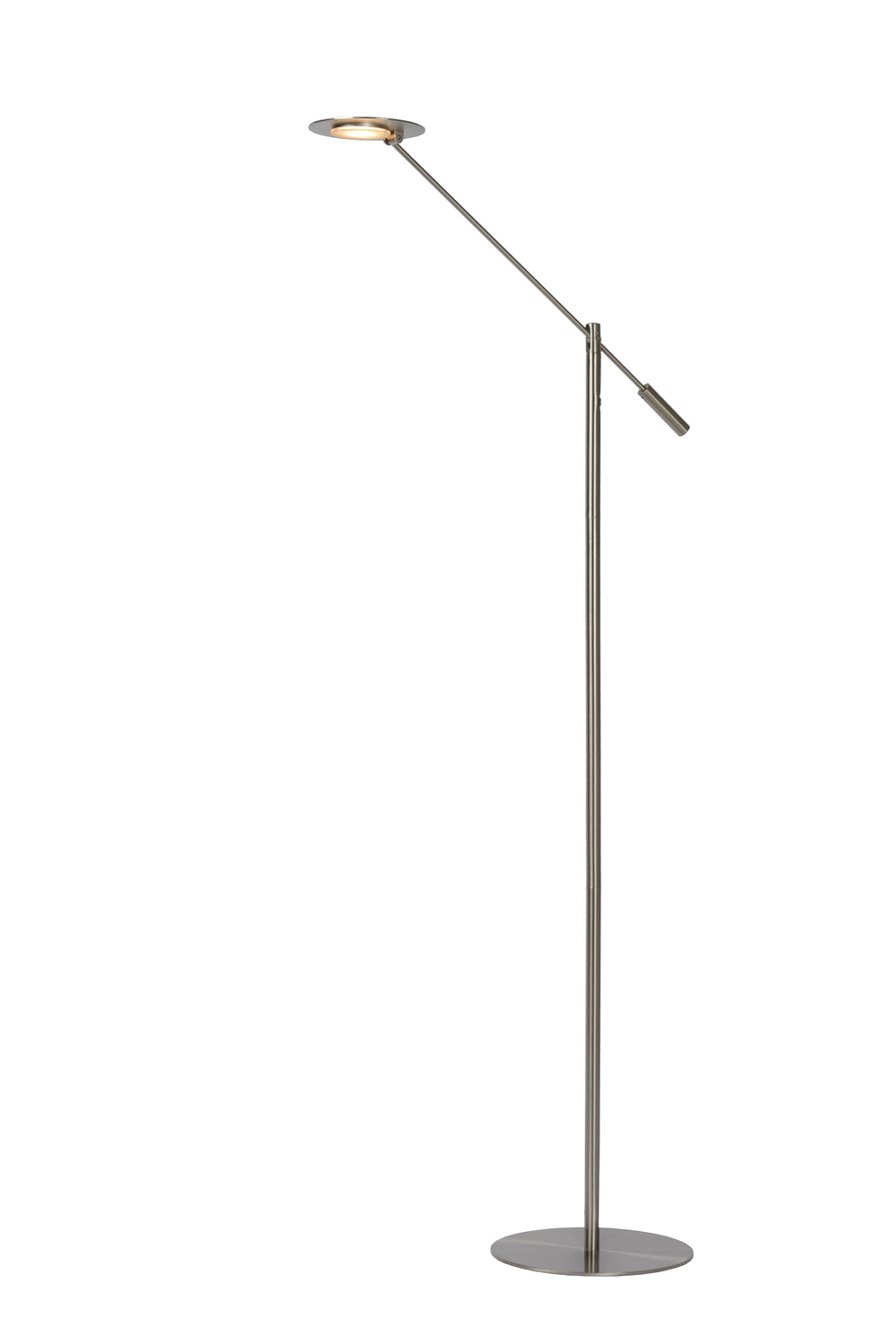 Lucide ANSELMO LED reading floor lamp, dimmable 9W 3000K, 100-240V, IP20, metal, satin nickel finish