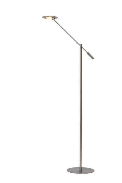 Lucide ANSELMO LED läslampa golv, dimbar 9W 3000K, 100-240V, IP20, metall, satinnickel finish