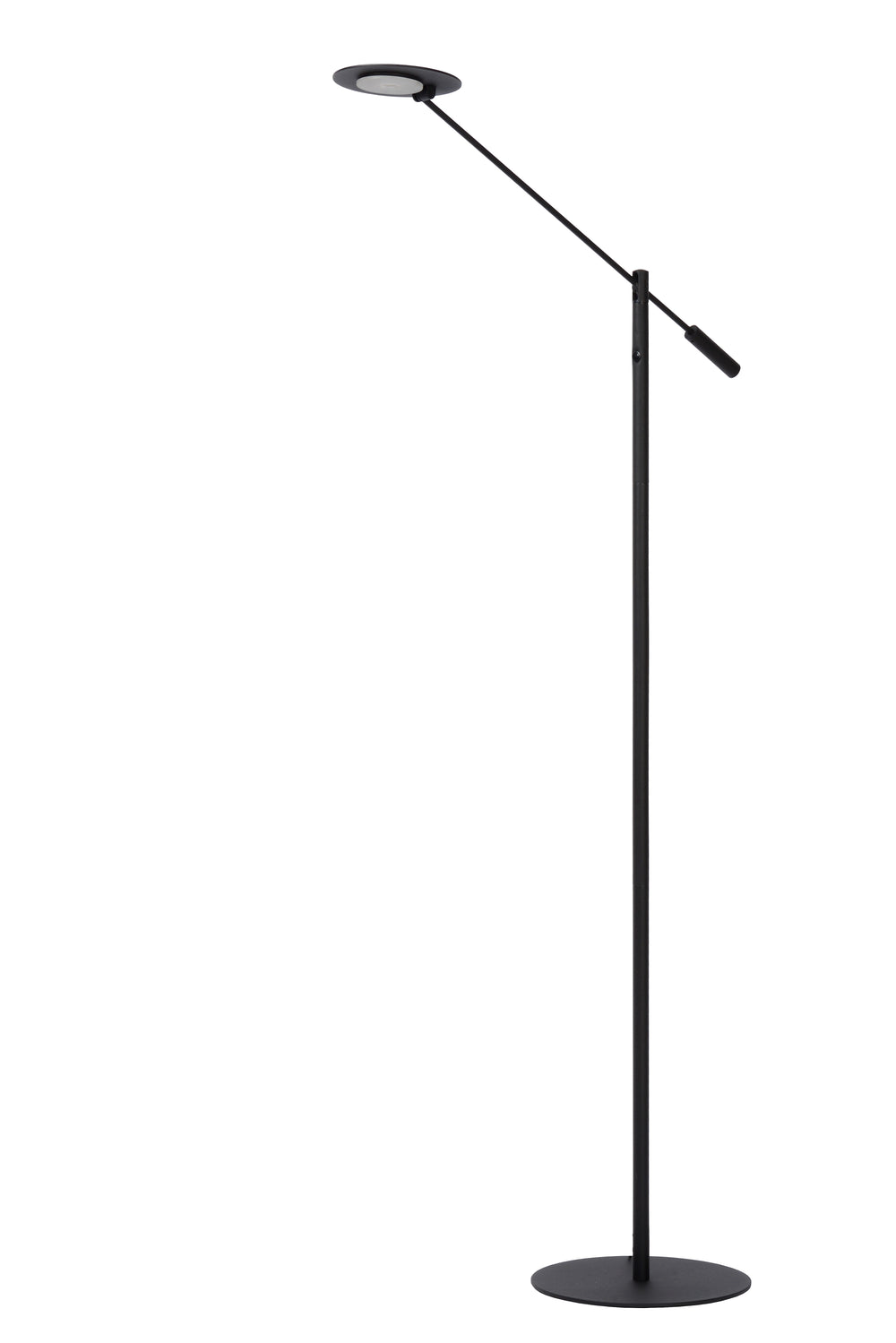 Lucide ANSELMO LED reading floor lamp, 9W 3000K dimmable, 1400mm height, Sandy Matt Black, Metal, IP20