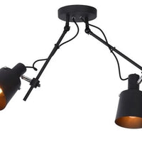 Lucide QUINNY takspotlight 2xE27 Svart stål, roterbar och lutbar, IP20 inomhus belysning i industriell stil