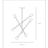 Lucide LESTER taklampa, 6xE27 socklar, 220-240V, dimbar, modern metallkonstruktion i matt svart, IP20