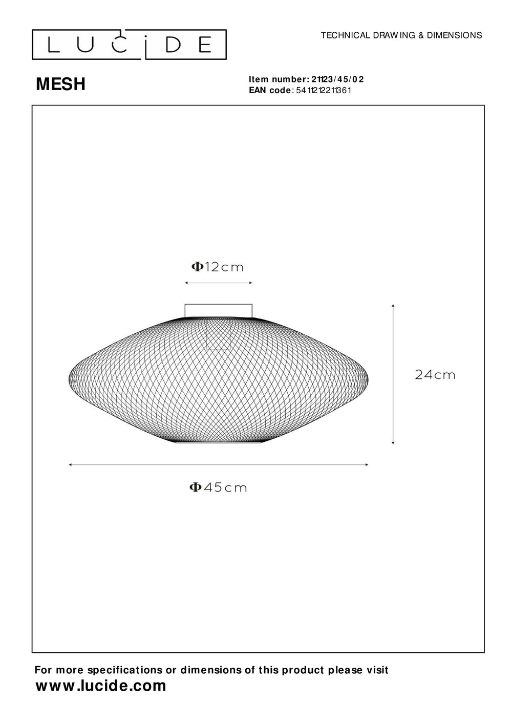 Lucide MESH taklampa, 1xE27, max 40W, IP20, Sandy Gold metall, 450x450x240mm modern design