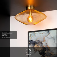 Lucide MESH taklampa, 1xE27, max 40W, IP20, Sandy Gold metall, 450x450x240mm modern design