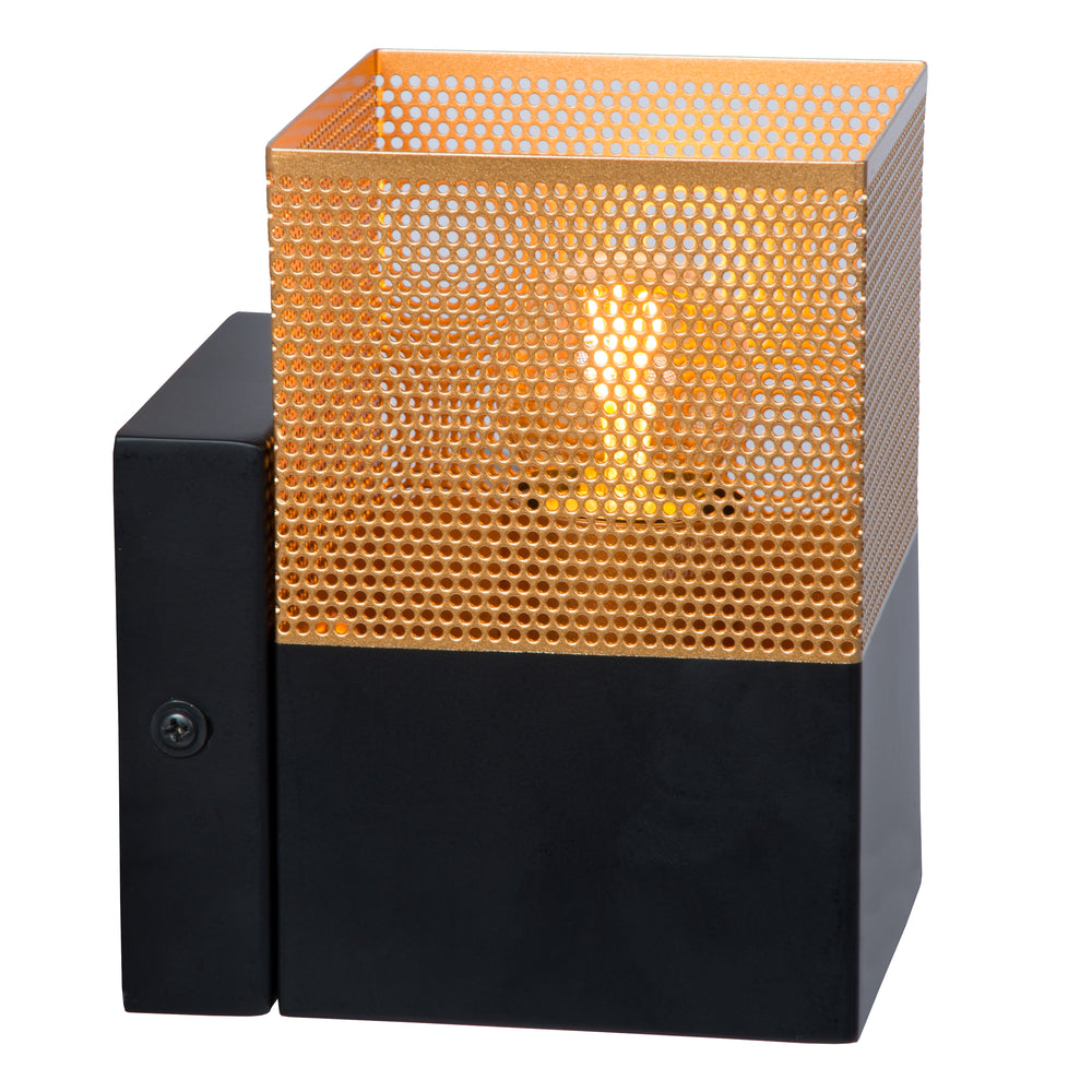 Lucide RENATE wall light, 1xE27 socket, 40W max, metal, matt black and gold, 220-240V, IP20