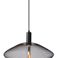 Lucide MESH modern hanging lamp, metal oval shade, E27 socket, 40W max, matt black, height adjustable