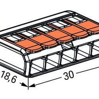 WAGO 221-415 koppling 5-vägs 4mm², IP20, 220-240V, CE RoHS-certifierad, förpackning med 25 för snabb kabeldragning