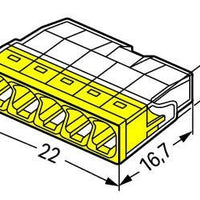 WAGO LED-koppling 5-vägs 0.5-2.5mm², IP20, 220-240V, kompakt snabbkoppling, CE RoHS-certifierad