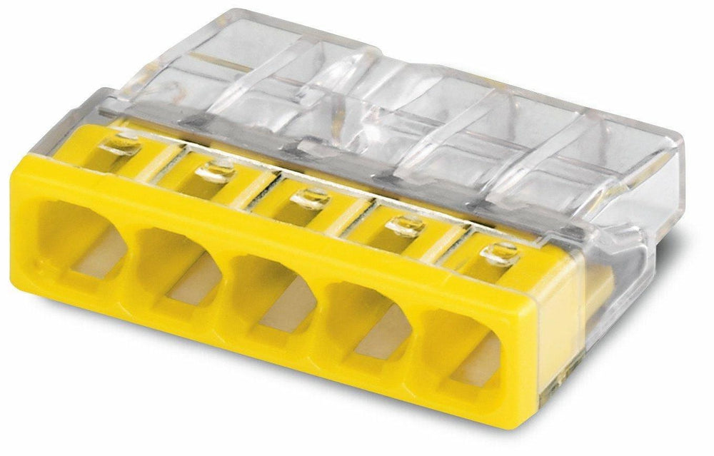 WAGO LED-koppling 5-vägs 0.5-2.5mm², IP20, 220-240V, kompakt snabbkoppling, CE RoHS-certifierad