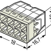 WAGO splicing connector 8-conductor for 0.5-2.5 mm² wires, IP20 protection, CE certified, ideal for compact spaces