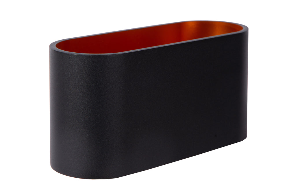 Lucide XERA wall light, modern oval design, 1xG9 socket, uplight & downlight, Aluminium Black, IP20