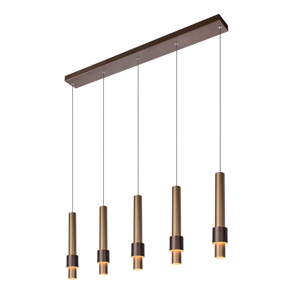 Lucide MARGARY LED pendellampa, dimbar 5x4.2W 2700K 230V, aluminium kaffefinish, modern höjdjusterbar